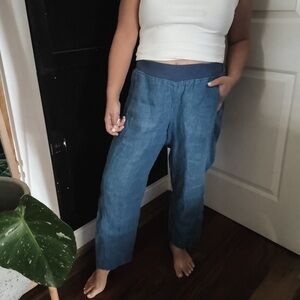 J. Jill Pure Indigo 100% Linen Cropped Relaxed Fit Cropped pants. S